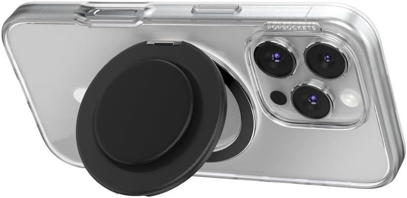 imagePopSockets SuckUp Suction Grip ampamp Stand 3in1 MagSafe Phone Mount for iPhone Strong Hold on Mirrors ampamp Glass Swappable Top Portable ampamp Reusable ClearBlack