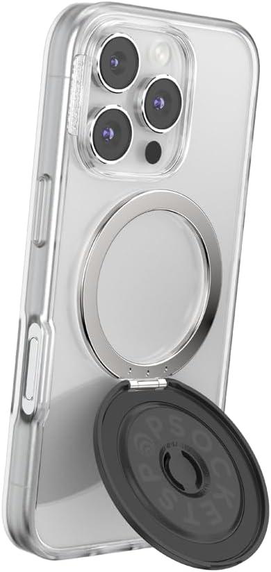 imagePopSockets SuckUp Suction Grip ampamp Stand 3in1 MagSafe Phone Mount for iPhone Strong Hold on Mirrors ampamp Glass Swappable Top Portable ampamp Reusable ClearBlack