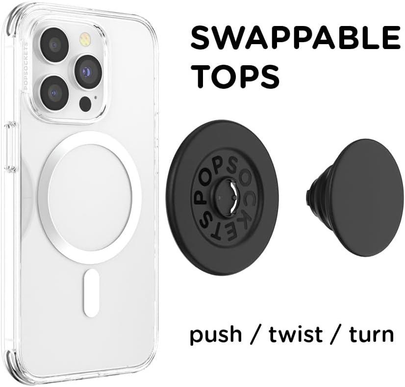 imagePopSockets SuckUp Suction Grip ampamp Stand 3in1 MagSafe Phone Mount for iPhone Strong Hold on Mirrors ampamp Glass Swappable Top Portable ampamp Reusable ClearBlack
