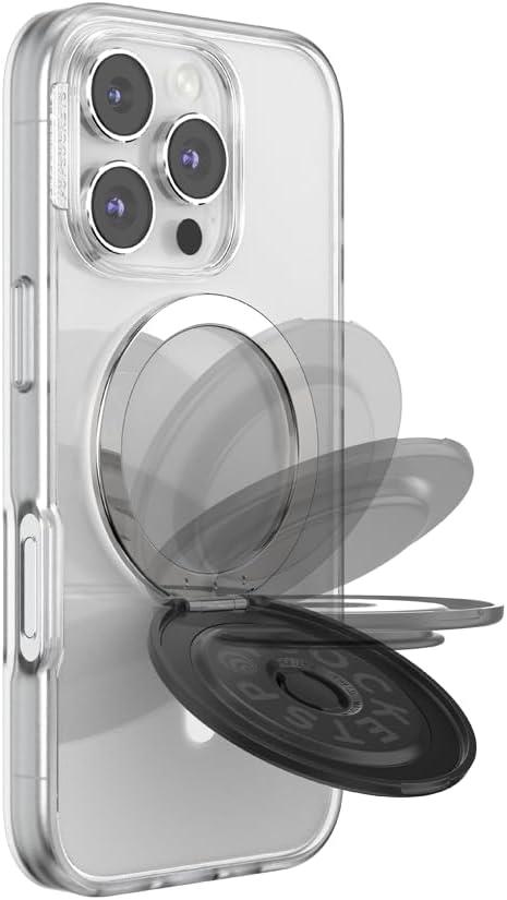 imagePopSockets SuckUp Suction Grip ampamp Stand 3in1 MagSafe Phone Mount for iPhone Strong Hold on Mirrors ampamp Glass Swappable Top Portable ampamp Reusable ClearBlack