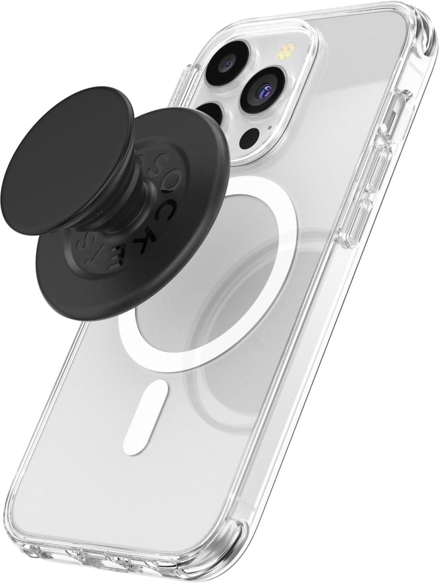 imagePopSockets SuckUp Suction Grip ampamp Stand 3in1 MagSafe Phone Mount for iPhone Strong Hold on Mirrors ampamp Glass Swappable Top Portable ampamp Reusable ClearBlack