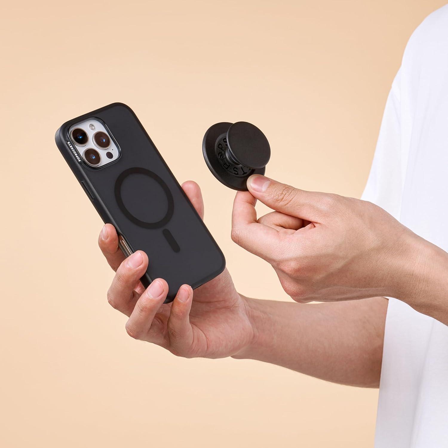 imagePopSockets SuckUp Suction Grip ampamp Stand 3in1 MagSafe Phone Mount for iPhone Strong Hold on Mirrors ampamp Glass Swappable Top Portable ampamp Reusable ClearBlack