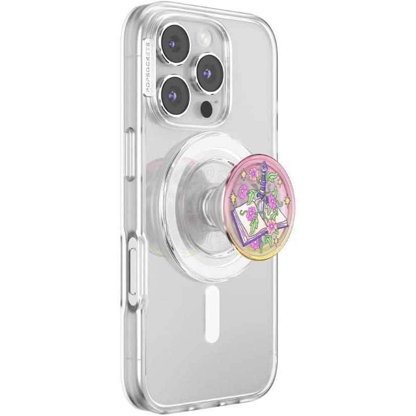 imagePopSockets Phone Grip for MagSafe with Kickstand Magnetic Stand Swappable Top Secure Hold for iPhone MagSafe Cases Phone ampamp Tablet Grip Enamel Luna MothViolet Blade Book