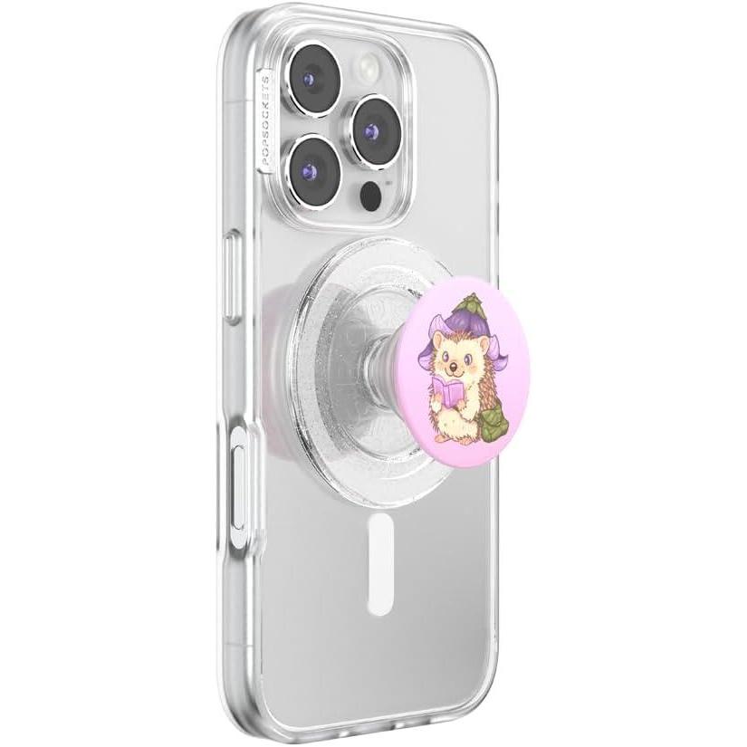 imagePopSockets Phone Grip for MagSafe with Kickstand Magnetic Stand Swappable Top Secure Hold for iPhone MagSafe Cases Phone ampamp Tablet Grip  Enamel Luna MothHedgie P Bloom