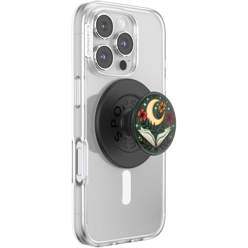 imagePopSockets Phone Grip for MagSafe with Kickstand Magnetic Stand Swappable Top Secure Hold for iPhone MagSafe Cases Phone ampamp Tablet Grip  Enamel Luna MothOne More Chapter