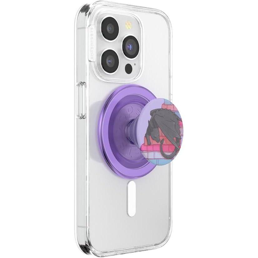 imagePopSockets Phone Grip for MagSafe with Kickstand Magnetic Stand Swappable Top Secure Hold for iPhone MagSafe Cases Phone ampamp Tablet Grip  Enamel Luna MothCurled Up With A Good Book