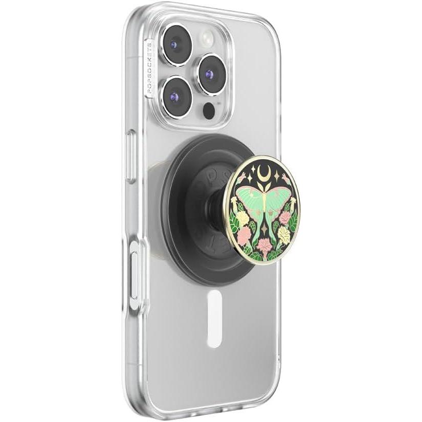 imagePopSockets Phone Grip for MagSafe with Kickstand Magnetic Stand Swappable Top Secure Hold for iPhone MagSafe Cases Phone ampamp Tablet Grip  Enamel Luna MothEnamel Luna Moth