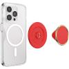 PopSockets Suck-Up™ Suction Grip & Stand, 3-in-1 MagSafe Phone Mount for iPhone, Strong Hold on Mirrors & Glass, Swappable Top, Portable & Reusable – Clear(Enamel Rosso)