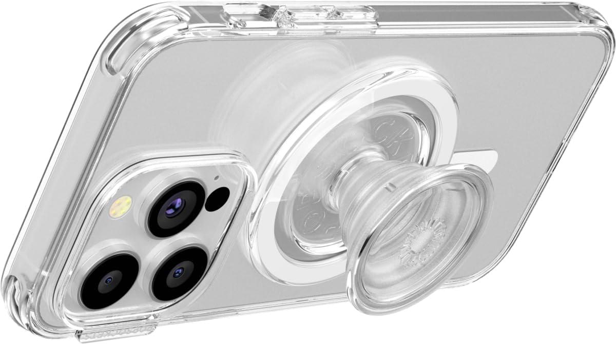 imagePopSockets Phone Grip for MagSafe with Kickstand Magnetic Stand Swappable Top Secure Hold for iPhone MagSafe Cases Phone ampamp Tablet Grip ClearClear