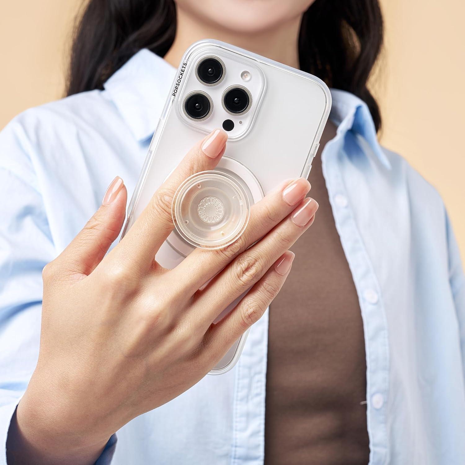 imagePopSockets Phone Grip for MagSafe with Kickstand Magnetic Stand Swappable Top Secure Hold for iPhone MagSafe Cases Phone ampamp Tablet Grip ClearClear