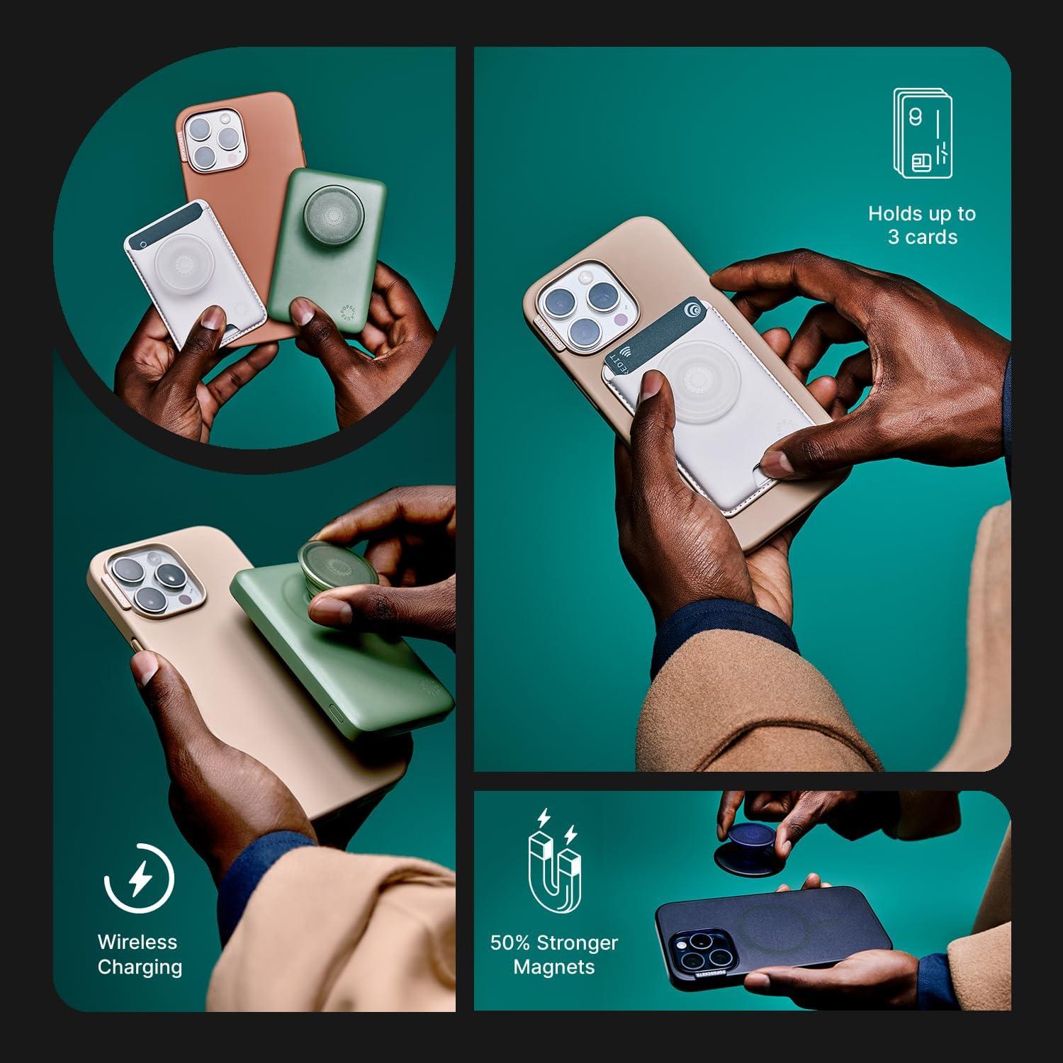 imagePopSockets Phone Grip for MagSafe with Kickstand Magnetic Stand Swappable Top Secure Hold for iPhone MagSafe Cases Phone ampamp Tablet Grip Enamel Heart of GoldPink Bow