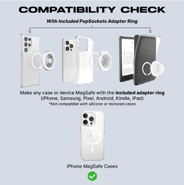 imagePopSockets Phone Grip for MagSafe with Kickstand Magnetic Stand Swappable Top Secure Hold for iPhone MagSafe Cases Phone ampamp Tablet Grip Cute PopSockets Curves LatteLatte