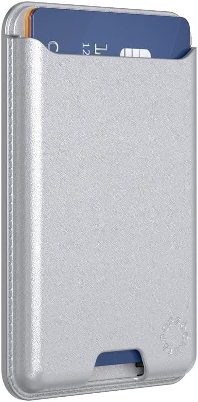 imagePopSockets Phone Wallet with Expanding Grip and Adapter Ring for MagSafe Phone Card Holder Wireless Charging Compatible Wallet Compatible with MagSafe OxbloodSilver