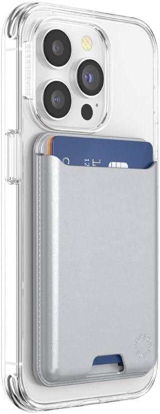 imagePopSockets Phone Wallet with Expanding Grip and Adapter Ring for MagSafe Phone Card Holder Wireless Charging Compatible Wallet Compatible with MagSafe OxbloodSilver