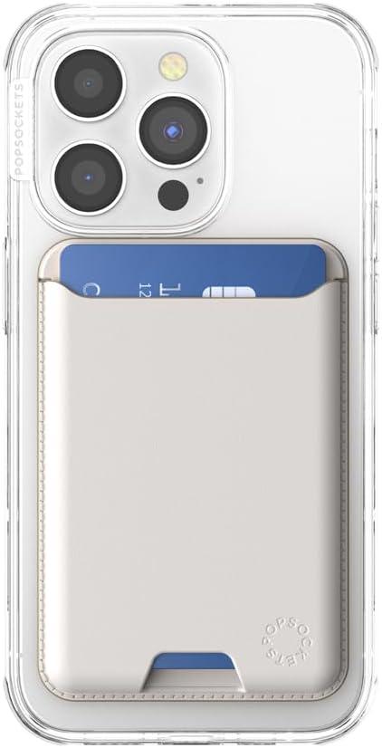 imagePopSockets Phone Wallet with Expanding Grip and Adapter Ring for MagSafe Phone Card Holder Wireless Charging Compatible Wallet Compatible with MagSafe OxbloodHorchata