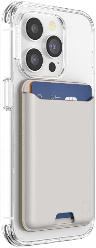 imagePopSockets Phone Wallet with Expanding Grip and Adapter Ring for MagSafe Phone Card Holder Wireless Charging Compatible Wallet Compatible with MagSafe OxbloodHorchata