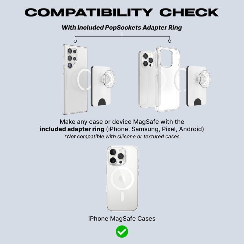 imagePopSockets Phone Wallet with Expanding Grip and Adapter Ring for MagSafe Phone Card Holder Wireless Charging Compatible Wallet Compatible with MagSafe OxbloodSilver