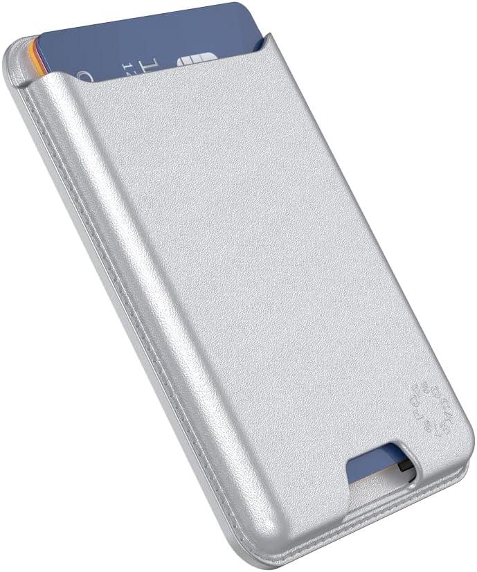 imagePopSockets Phone Wallet with Expanding Grip and Adapter Ring for MagSafe Phone Card Holder Wireless Charging Compatible Wallet Compatible with MagSafe OxbloodSilver