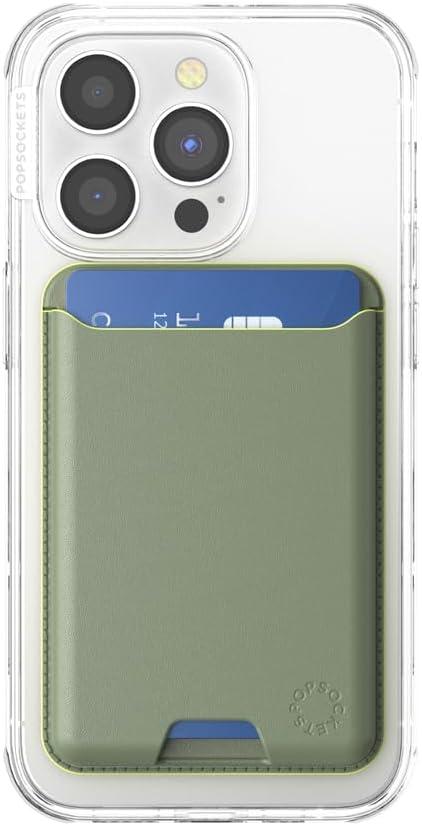 imagePopSockets Phone Wallet with Expanding Grip and Adapter Ring for MagSafe Phone Card Holder Wireless Charging Compatible Wallet Compatible with MagSafe OxbloodEucalyptus