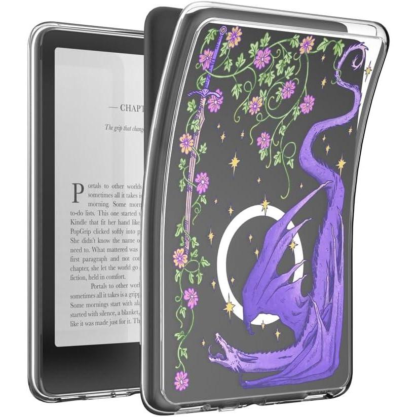 imagePopSockets Kindle Paperwhite Case 12th Gen 7 202425 Signature Edition ampamp Colorsoft  Slim Protective Cover with Builtin MagSafe Ring for MagSafe PopGrip EReader Accessory  Dragon Violet