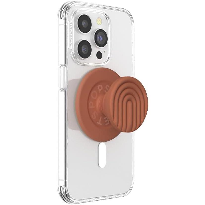 imagePopSockets Phone Grip for MagSafe with Kickstand Magnetic Stand Swappable Top Secure Hold for iPhone MagSafe Cases Phone ampamp Tablet Grip Cute PopSockets  Curves LatteTerraCotta