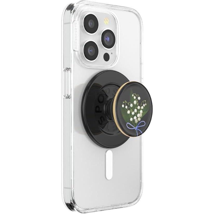 imagePopSockets Phone Grip for MagSafe with Kickstand Magnetic Stand Swappable Top Secure Hold for iPhone MagSafe Cases Phone ampamp Tablet Grip Cute PopSockets  Enamel Ginkgo OxbloodLily of Valley