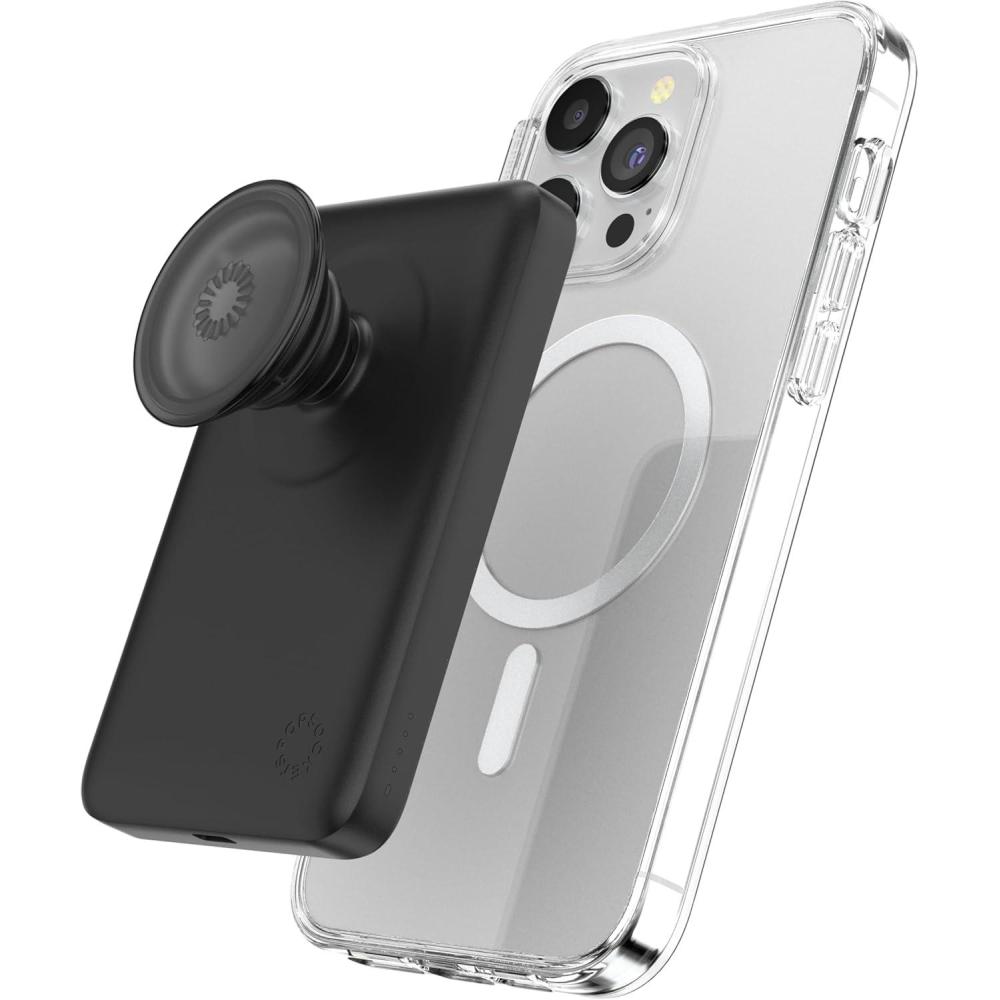 imagePopSockets PowerPack for MagSafe Portable Phone Charger Magnetic Wireless Portable Charger 5000mAh EucalyptusBlack