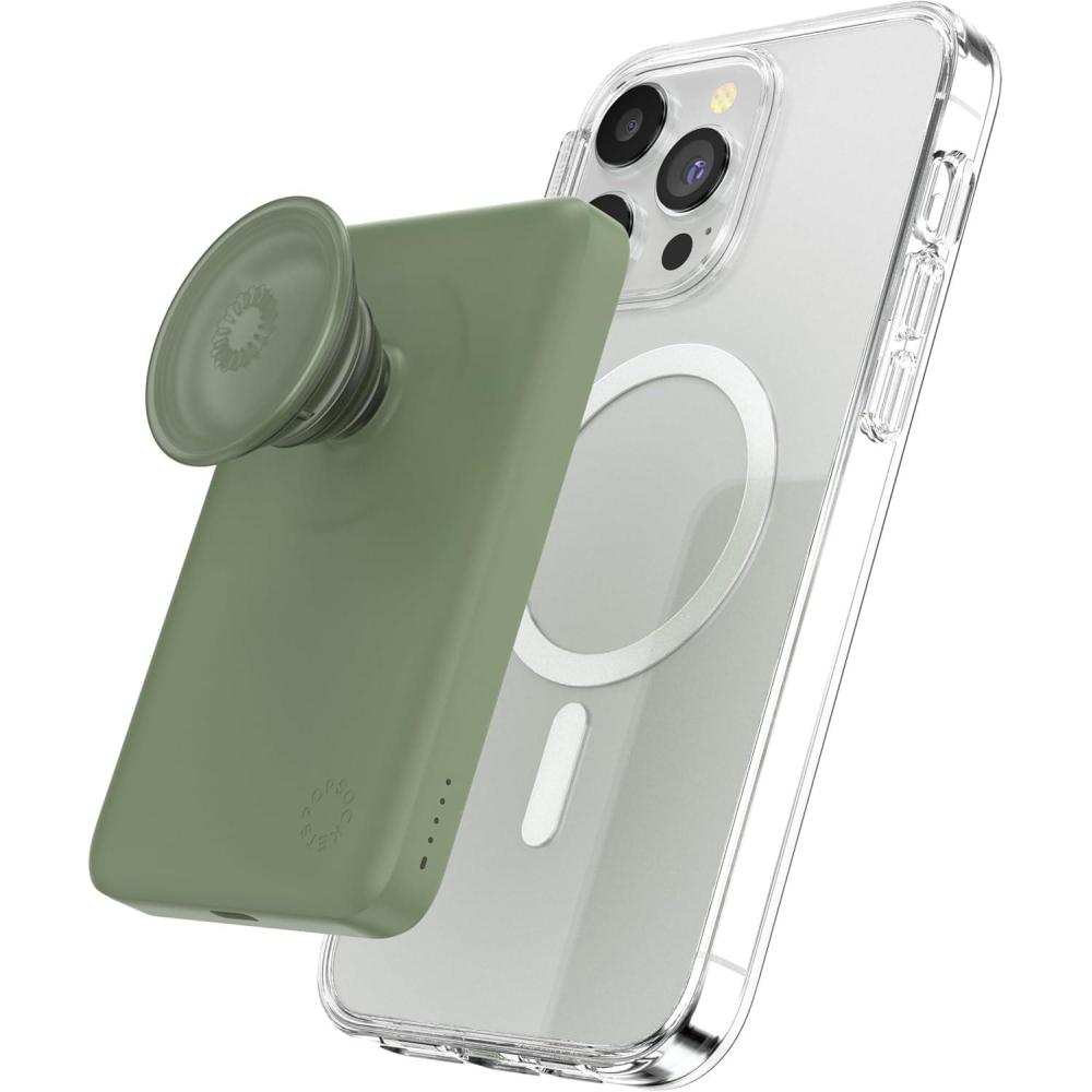 imagePopSockets PowerPack for MagSafe Portable Phone Charger Magnetic Wireless Portable Charger 5000mAh EucalyptusEucalyptus