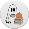 Cute Ghost Books Pumpkin Book Reading Halloween Bookish PopSockets PopGrip for MagSafe(Adhesive PopGrip)