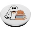 Cute Ghost Books Pumpkin Book Reading Halloween Bookish PopSockets PopGrip for MagSafe(Adhesive PopGrip)