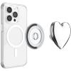 PopSockets Phone Grip for MagSafe with Kickstand, Magnetic Stand, Swappable Top, Secure Hold for iPhone MagSafe Cases, Phone & Tablet Grip – Enamel Heart of Gold(Heart of Silver)