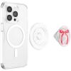 PopSockets Phone Grip for MagSafe with Kickstand, Magnetic Stand, Swappable Top, Secure Hold for iPhone MagSafe Cases, Phone & Tablet Grip – Enamel Heart of Gold(Red Bow)