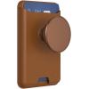 PopSockets Phone Wallet with Expanding Grip and Adapter Ring for MagSafe, Phone Card Holder, Wireless Charging Compatible, Wallet Compatible with MagSafe – Oxblood(Cognac)