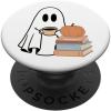 Cute Ghost Books Pumpkin Book Reading Halloween Bookish PopSockets PopGrip for MagSafe(Adhesive PopGrip)