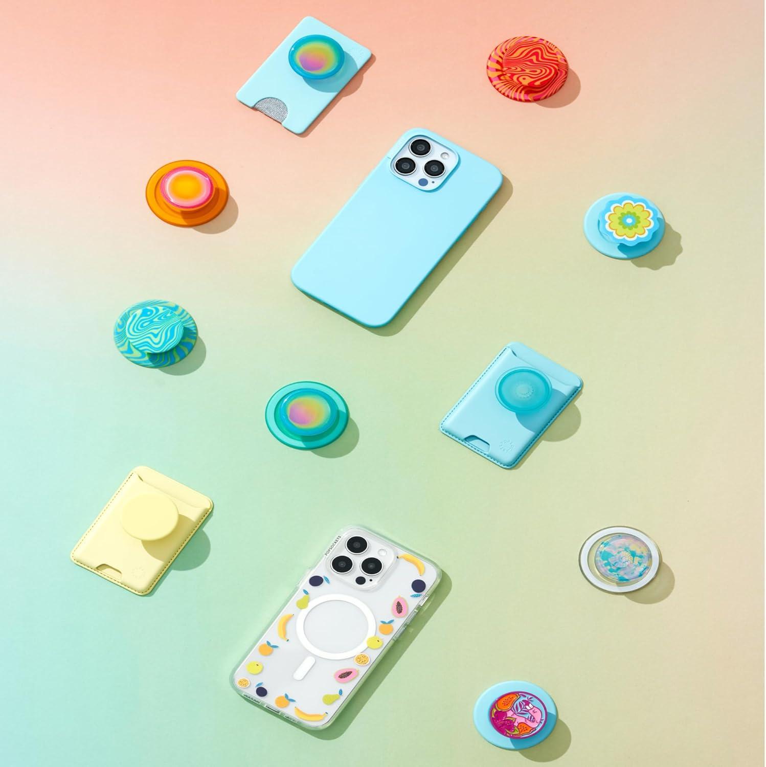 imagePopSockets Phone Grip for MagSafe with Kickstand Magnetic Stand Swappable Top Secure Hold for iPhone MagSafe Cases Phone ampamp Tablet Grip Aluminum TopoSwirl Orange