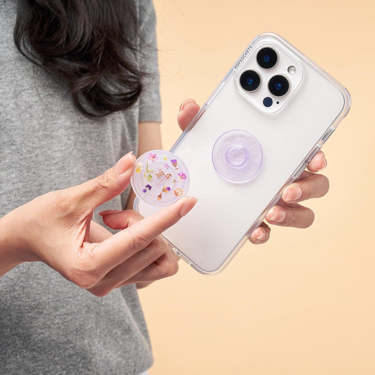imagePopSockets Phone Grip with Expanding KickstandAdhesive Purple Fields