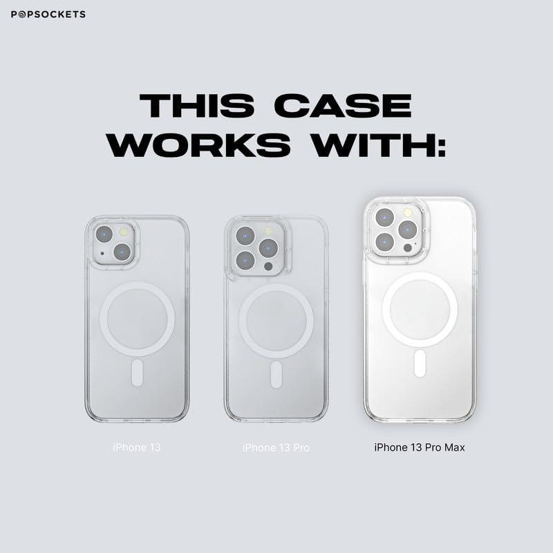 imagePopSockets iPhone 13 Pro Max Case with Phone Grip and Slide Wireless Charging Compatible BlackClear