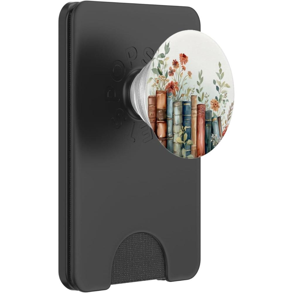 imageBook Lover Floral Book Theme Flower Girly Wildflower PopSockets PopGrip for MagSafeMagnetic PopWallet