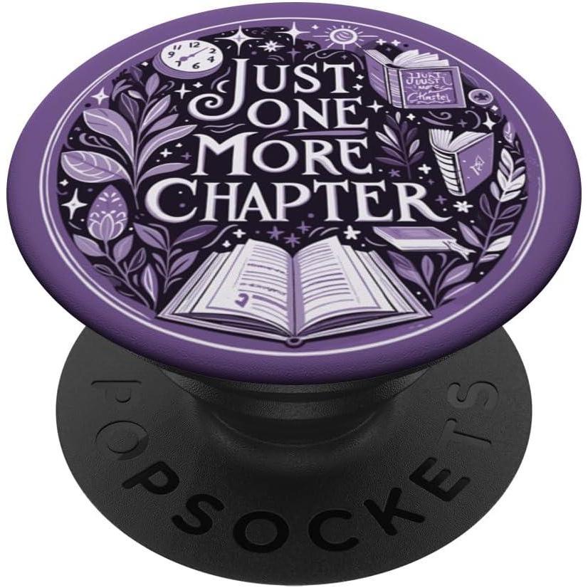imageJust One More Chapter Bookish Book Reading Botanical Purple PopSockets Adhesive PopGripAdhesive PopGrip
