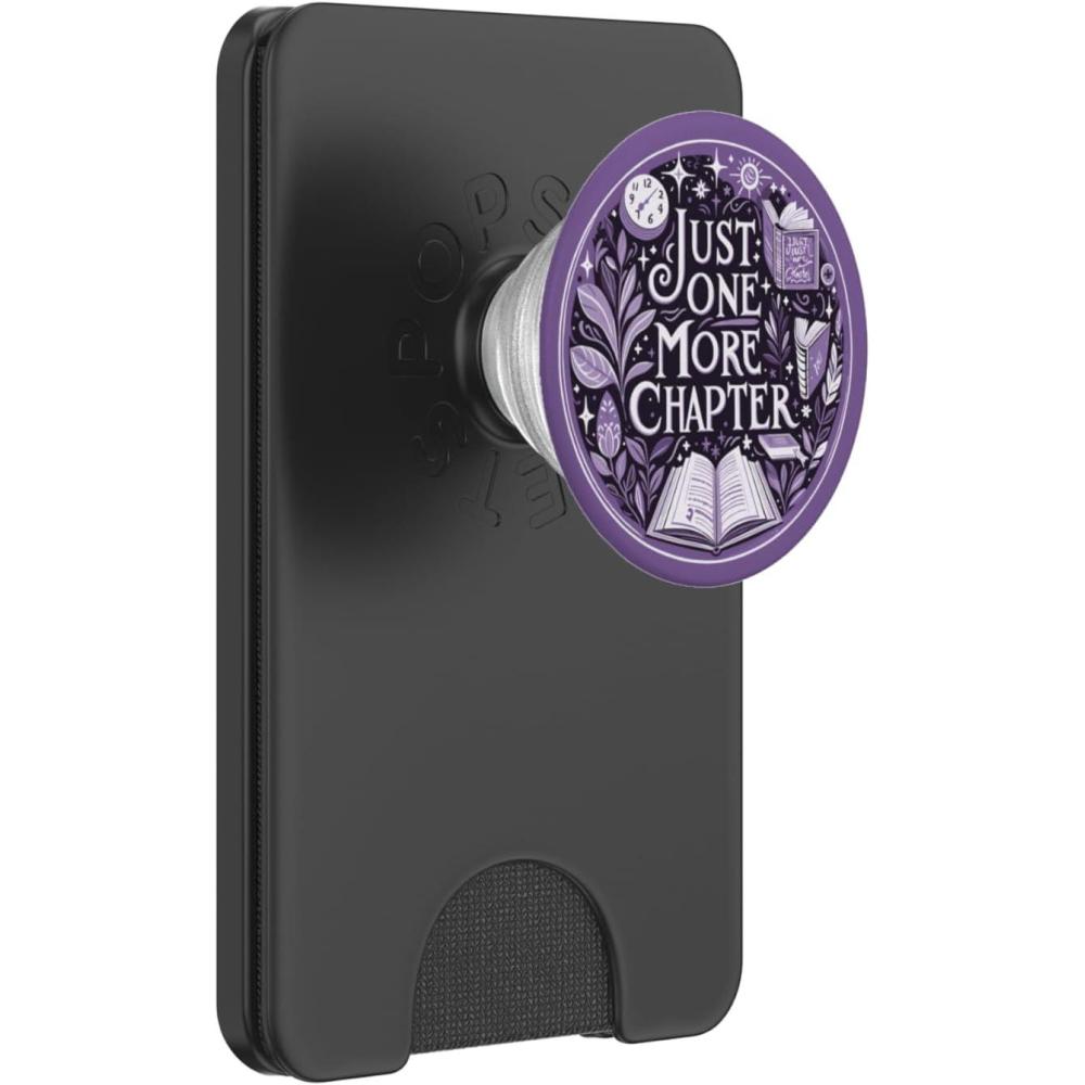 imageJust One More Chapter Bookish Book Reading Botanical Purple PopSockets Adhesive PopGripMagnetic PopWallet