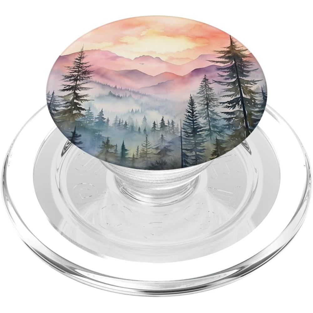imageMountains Wilderness Forest Hiking Pine Tree Nature PopSockets PopGrip for MagSafeMagnetic PopGrip
