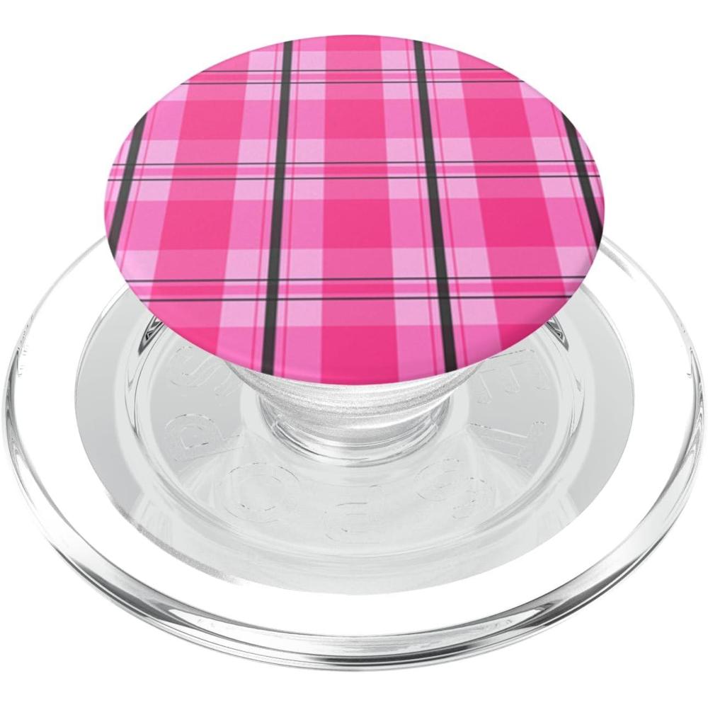 imagePopSockets Phone Grip  Pink Plaid PopSockets PopGrip for MagSafeMagnetic PopGrip