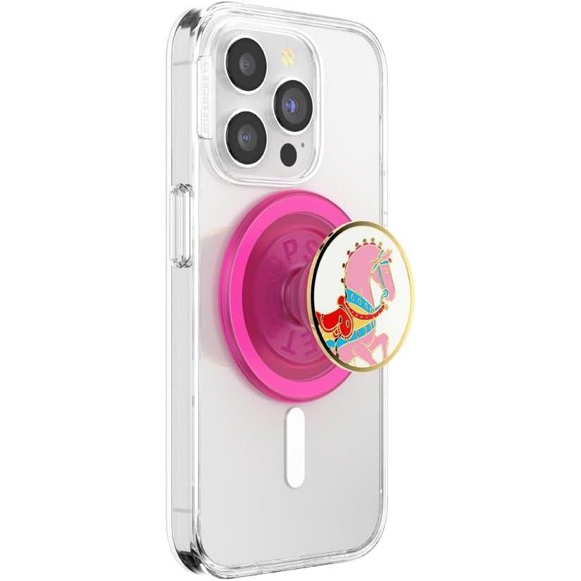 imagePopSockets Phone Grip for MagSafe with Kickstand Magnetic Stand Swappable Top Secure Hold for iPhone MagSafe Cases Phone ampamp Tablet Grip  Aluminum TopoCarousel Pony