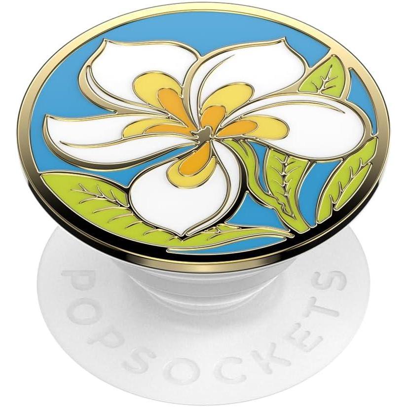 imagePopSockets Phone Grip for MagSafe with Kickstand Magnetic Stand Swappable Top Secure Hold for iPhone MagSafe Cases Phone ampamp Tablet Grip  Enamel Water LilyPlumeria