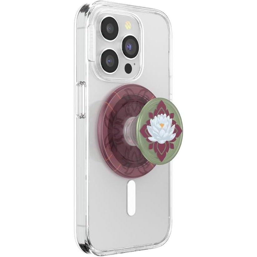 imagePopSockets Phone Grip for MagSafe with Kickstand Magnetic Stand Swappable Top Secure Hold for iPhone MagSafe Cases Phone ampamp Tablet Grip  Enamel Water Lily MidnightWelcome to the White Lotus