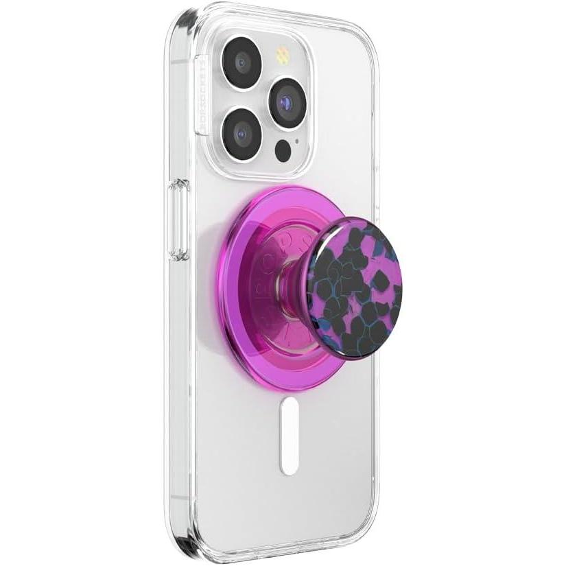 imagePopSockets Phone Grip for MagSafe with Kickstand Magnetic Stand Swappable Top Secure Hold for iPhone MagSafe Cases Phone ampamp Tablet Grip  Tidepool Lava Lamp AbsinthePurple Prism