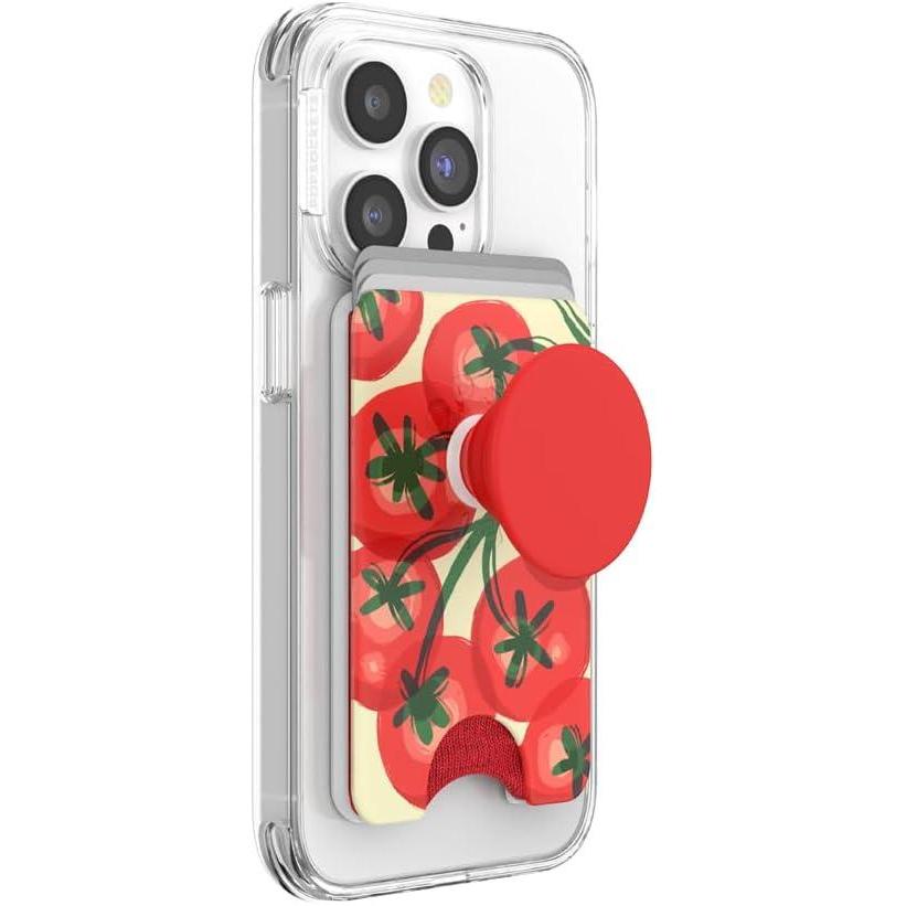 imagePopSockets Phone Wallet with Expanding Grip and Adapter Ring for MagSafe Phone Card Holder Wireless Charging Compatible Wallet Compatible with MagSafe Phantom AspenCampari