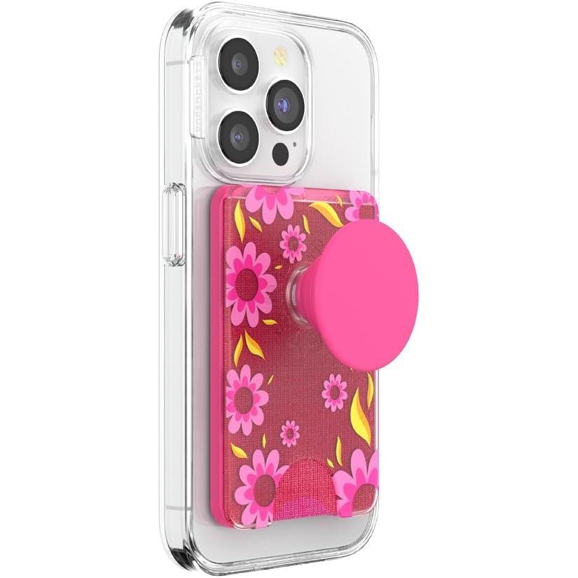 imagePopSockets Phone Wallet with Expanding Grip and Adapter Ring for MagSafe Phone Card Holder Wireless Charging Compatible Wallet Compatible with MagSafe  Phantom AspenPink Relief