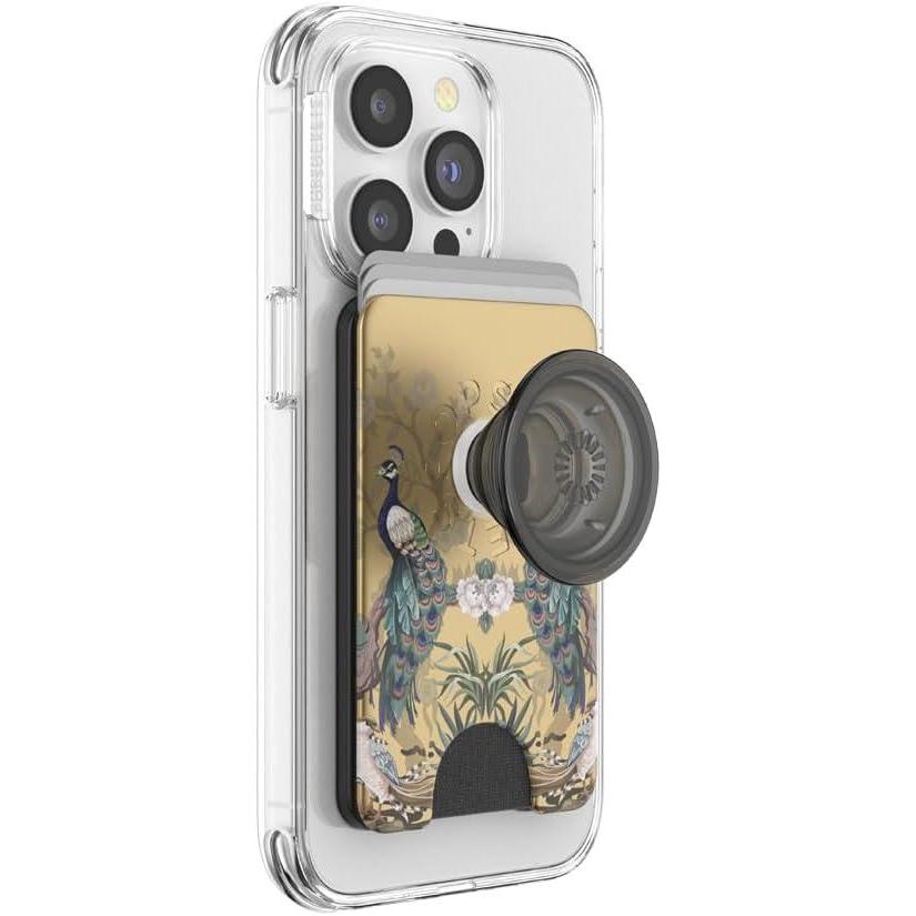 imagePopSockets Phone Wallet with Expanding Grip and Adapter Ring for MagSafe Phone Card Holder Wireless Charging Compatible Wallet Compatible with MagSafe  Phantom AspenSecret Garden