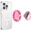 PopSockets Phone Grip for MagSafe with Kickstand, Magnetic Stand, Swappable Top, Secure Hold for iPhone MagSafe Cases, Phone & Tablet Grip – Aluminum Topo(Pink Relief)